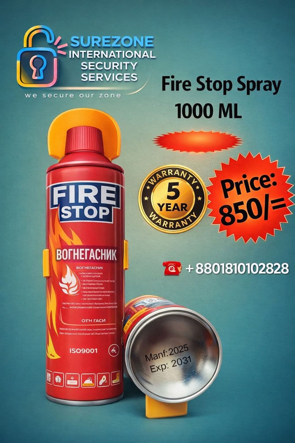 Ontime Fire Extinguisher 1000ML Spray